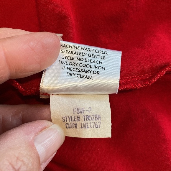 Eileen Fisher Red Rayon Scoop Neck, Long Sleeve T Shirt Top, Size Large. - Picture 7 of 7